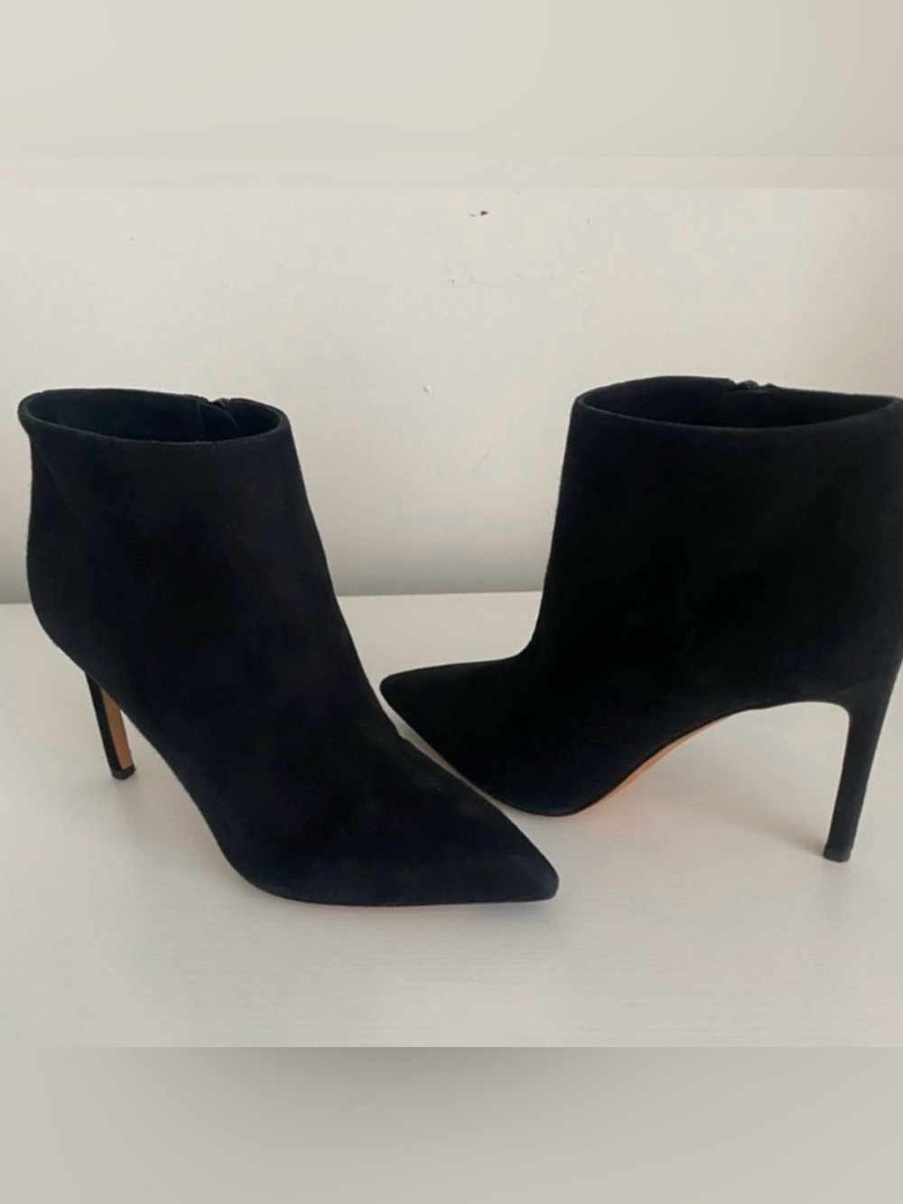 Vince Black Suede Pointed-Toe Ankle Booties - Size 7